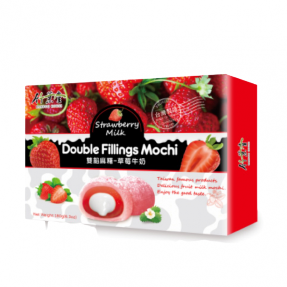 Моти десерт с клубникой и молочным пудингом двойная начинка Bamboo House, Тайвань, 180гр