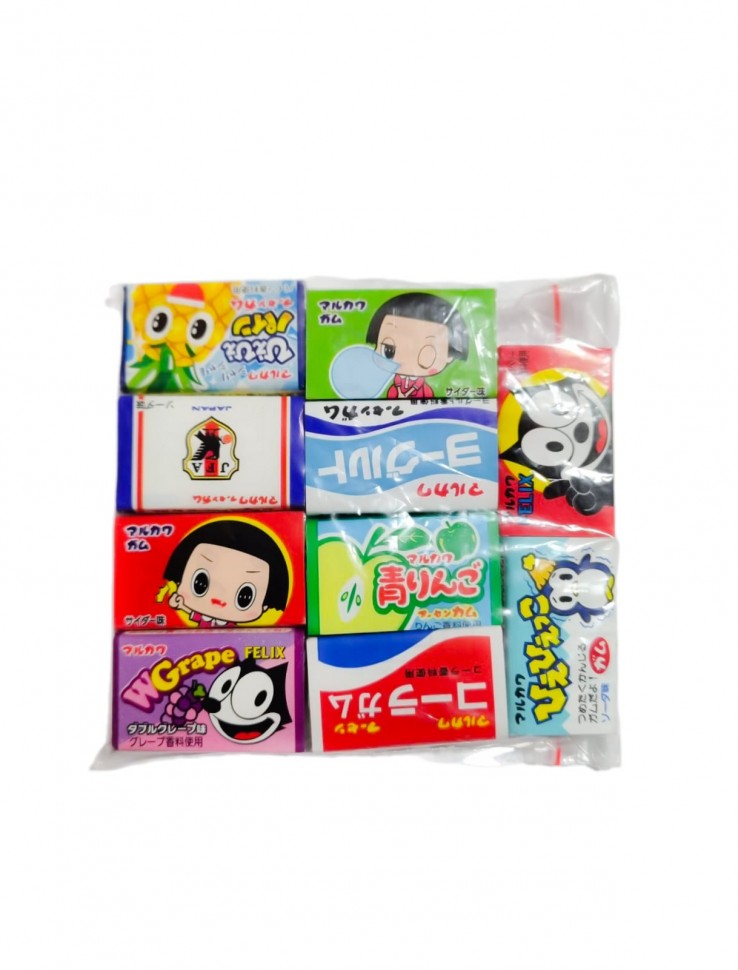 Ассорти японских жевательных резинок, 10 шт (яблоко, йогурт, кола, виноград, ананас) Marukawa, Япония