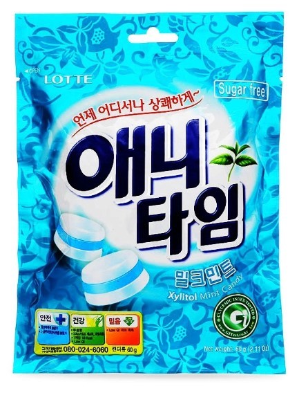 Корейские леденцы Лотте с ксилитом без сахара, Xylitol Lotte, 60 г