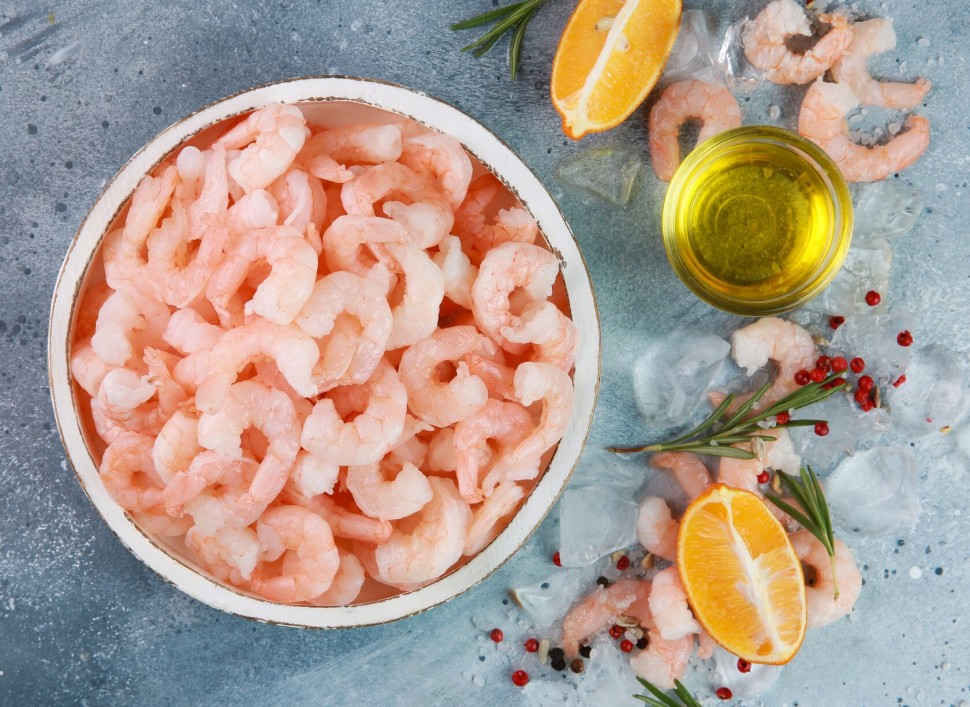 Креветки тигровые без головы/ Коктейльные креветки (очищенные), 1800 г /1000 г