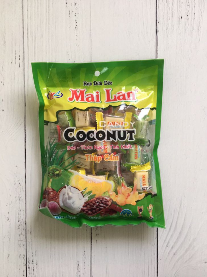 Вьетнамские кокосовые конфеты с панданом Mai Lan, 250г