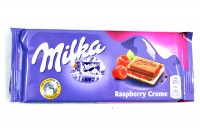 Молочный шоколад Milka с малиной, 100г