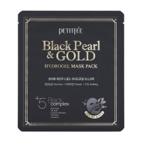 Гидрогелевая маска для лица с черным жемчугом и золотом Petitfee Black Pearl & Gold Hydrogel Mask Pack, 32г, Корея