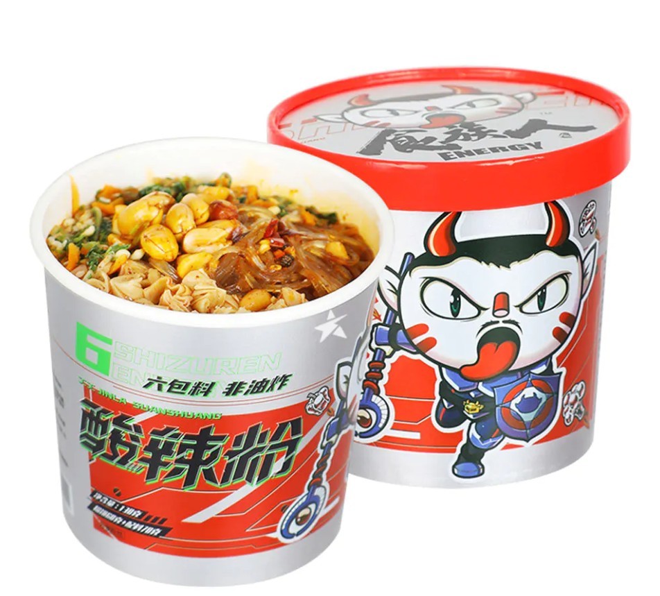 Лапша "Согревающая Энергия" Стеклянная рисовая б/п со спаржей и овощами в остро-кислом арахисовом соусе, 130г SHI ZU REN ENERGY Китай