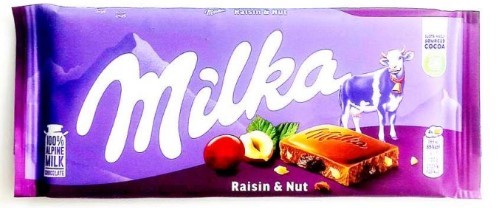 Шоколад молочный Milka с фундуком и изюмом, 100г