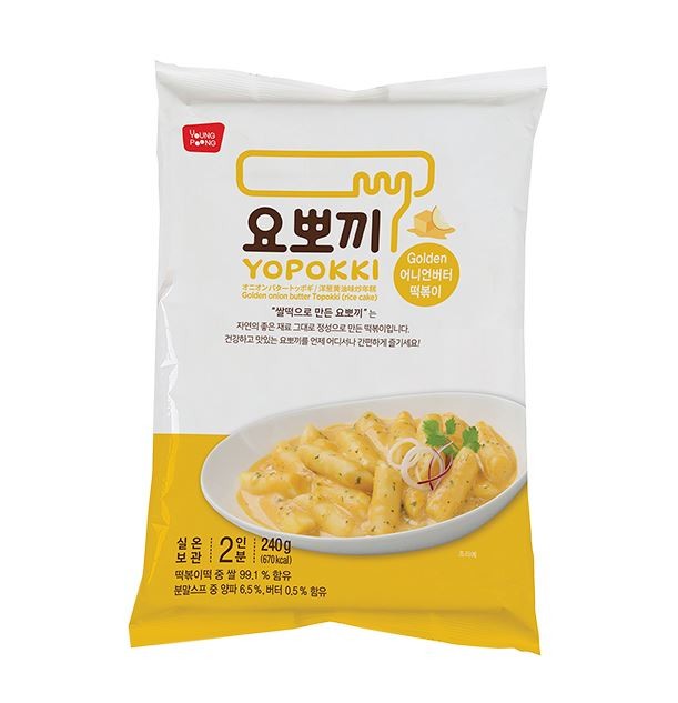 Рисовые Токпокки со сливочно-луковым соусом Young Poong Topokki, 2 пачки (для варки), 240 г, Корея