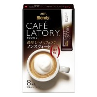 Японский крепкий кофе с молоком без сахара Blendy CAFE LATORY в стиках, 8шт, Япония