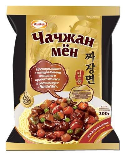 Корейская лапша быстрого приготовления Чачжан Мён с оригинальным соусом "Чачжан" Doshirak, 200г (пакет)