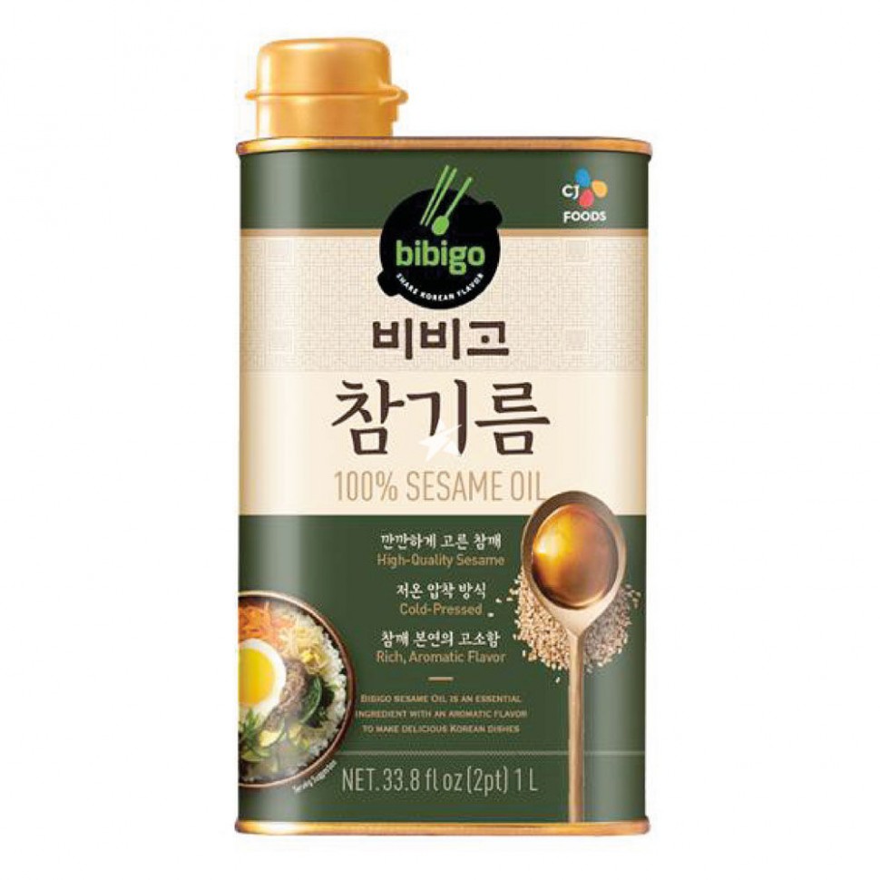 Кунжутное масло 100% CJ Foods Bibigo (нерафинированное), 1000 мл, Корея