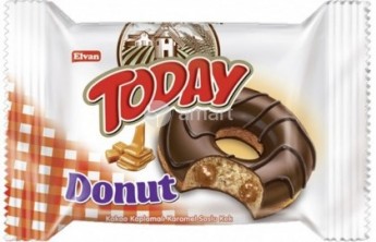 Пончик в шоколадной глазури с карамелью  Today Donut (мини), 20г Турция