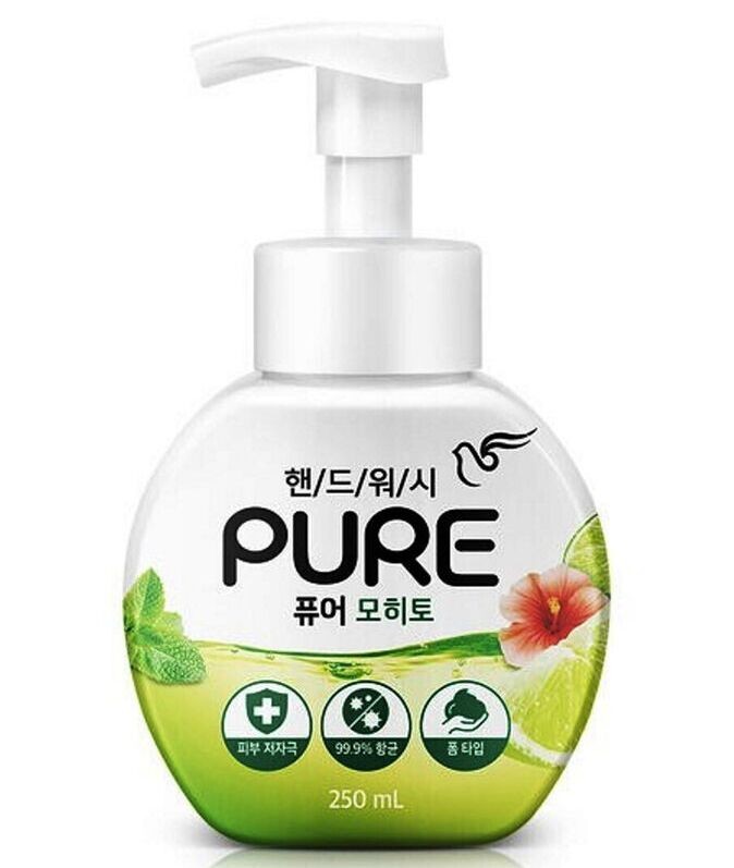 Мыло-пенка для рук с антибактериальным эффектом и натуральными ингредиентами - Яблоко/Мохито (с дозатором) Pigeon, 250 мл, Корея