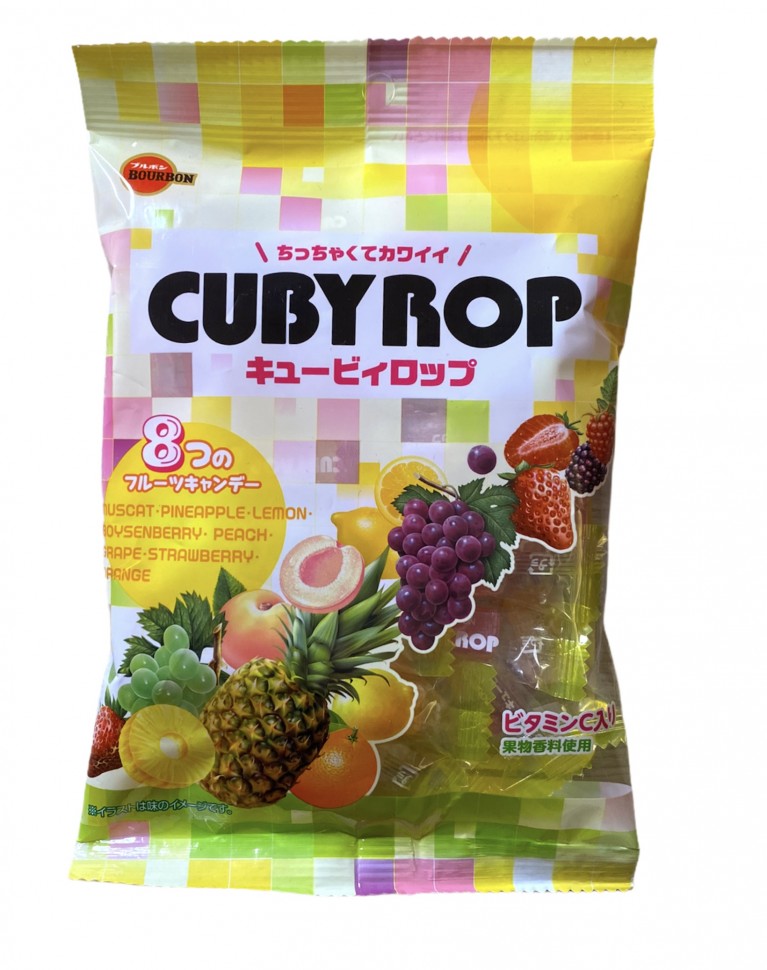 Карамель японская Bourbon со вкусом восьми фруктов, 112г