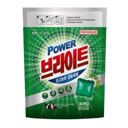 Жидкое средство для стирки аромат леса, концентрат, капсулы, мягкая упаковка Mukunghwa Power Bright Ultra-Concentrated, 30 шт