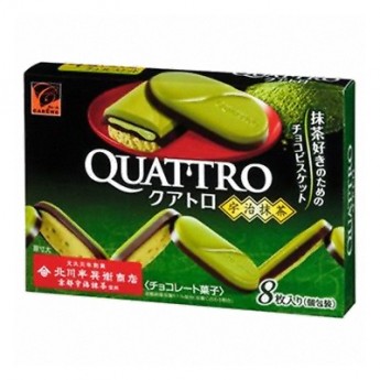 Печенье с шоколадной прослойкой и глазурью из чая матча Quattro, Япония, 50,7г